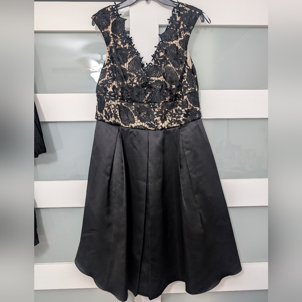 Black Sleeveless V-Neck Pleated Dress